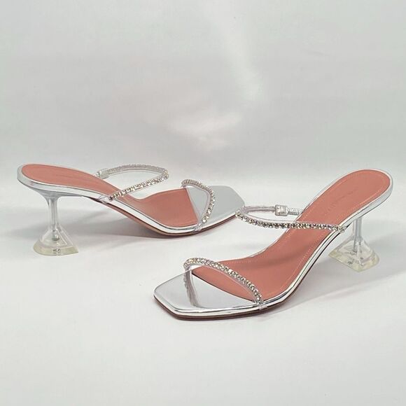 Amina Muaddi Gilda embellished PVC mules size 36.5 - Picture 11 of 14